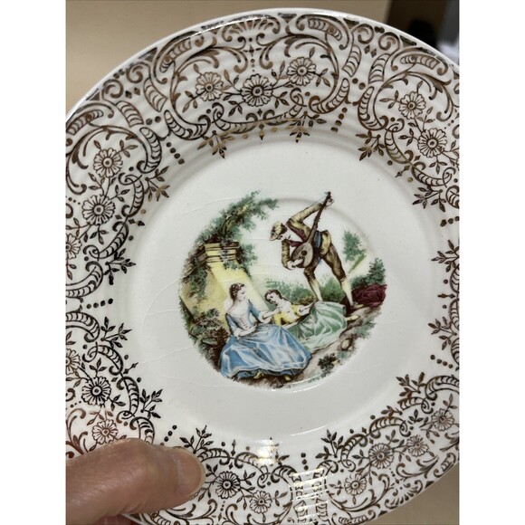 VTG American Limoges Triumph D'or Serenade 3 Cups & 4 Saucers 22K Gold READ - Picture 7 of 16